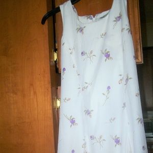 Sleeveless white floral dress
